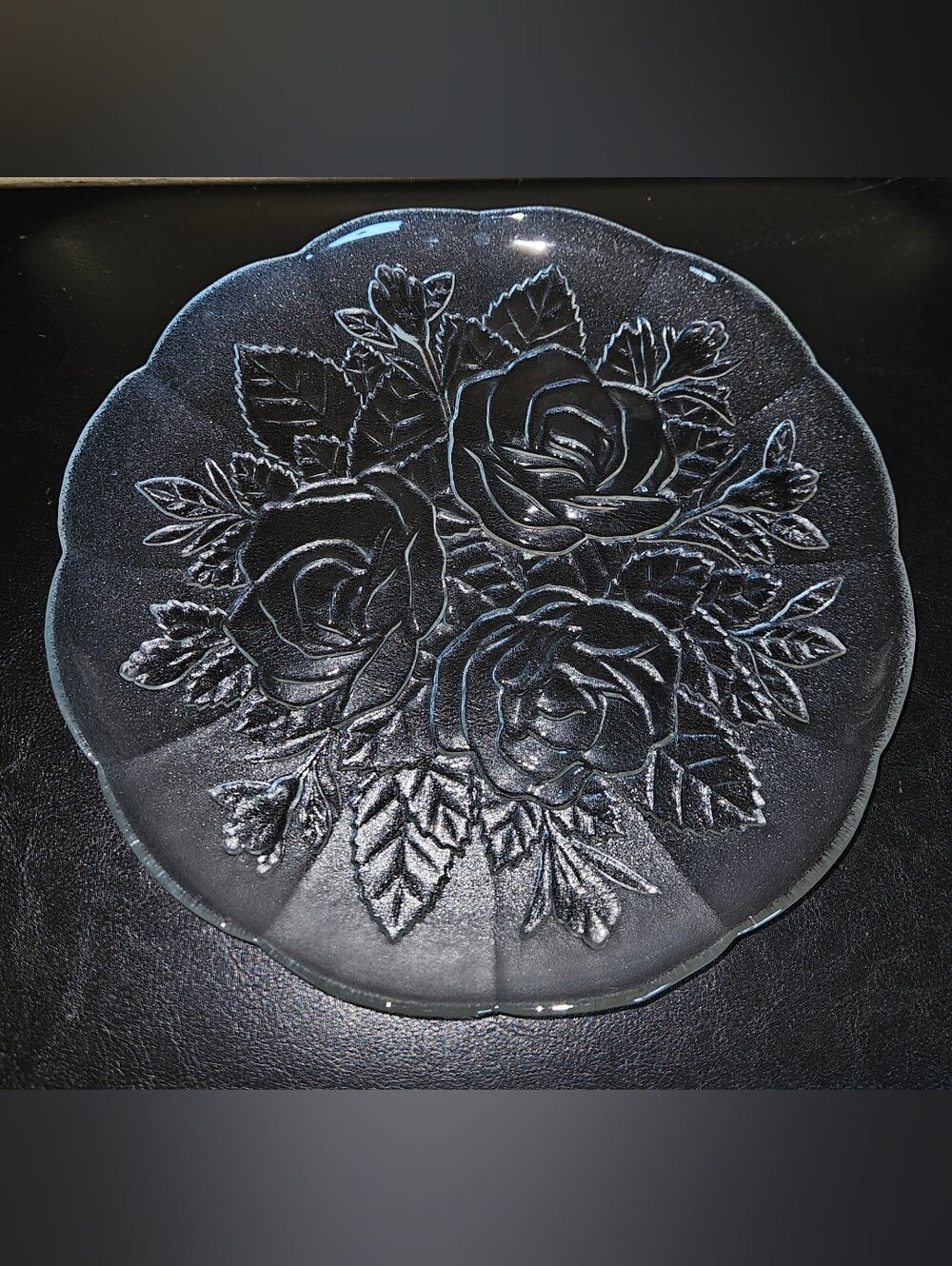 Vintage Pasari Crystal Livia Clear Glass 10" Dinner Plate Indonesia Rose